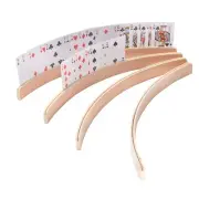 17" Wood Curved Playing Card Holders/Rack Hands Free Rummy Canasta/UNO Trays
