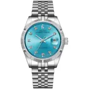 Mens Luxury Automatic Watch Dress Self-Winding Wristwatch Blue Dial Date Disp...