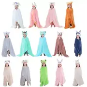 Kids Hooded Bath Towel Cartoon Animal Children Beach Towel Fabric Robe For 1-10Y