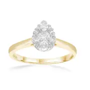 Bevilles Pear Shape Ring with 0.45ct of Diamonds in 9kt Yellow Gold