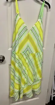 Christopher John Rogers Target Striped Sleeveless Slip Dress Yellow/Green 16 18