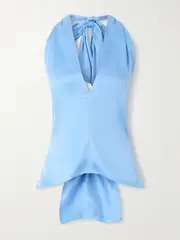 [Magda Butrym] Magda Butrym - Silk-satin Halterneck Top - Blue - FR 40 FR 40 Blue