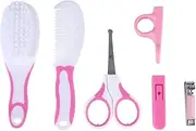 Baby Grooming Kit Baby Essentials Kit with Hair Brush Comb Nail Clipper for Newborn Girls Boys (Pink)