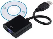 USB3.0 Male to VGA Female Adapter Cable Video Display External Graphic Card for Windows 7/8/10 (Black)