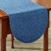 Spice Bin Blue Spice Variegated Cotton Country Cottage Oval Braided Table Runner