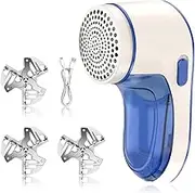 Necomi Electric Lint Remover,Fabric Shaver,Sweater Hair Remover,USB Charging, Portable Clothing Hair Remover，Suitable for Removing Wool Balls from Textiles,Blue with 3 Blades Included