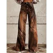 Retro Vintage Boho 1970s Pants Wide Legged Pants Hippie Disco High Waist Western Revival Faux Jeans Style Women's Carnival Casual Daily Music Festival Retro Th