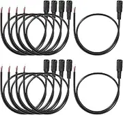 uxcell 10pcs DC Power Pigtails Cable, 5.5 x 2.1mm Female Barrel Plug Connector to Bare Wire Open End for CCTV Camera, DVR, LED Strip, 50cm Black
