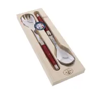 Jean Dubost Laguiole Maison - 2pc Salad Server Set Red Mixed Colours