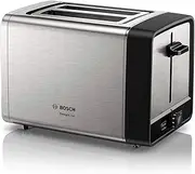 [Bosch] DesignLine TAT5P420DE Compact Toaster, Integrated Stainless Steel Bun Attachment, with Automatic Shut-Off, with Defrost Function, Perfect for 2 Slices of Toast, Lift Function, Wide, 970 W,