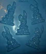 FIVE CUTE FLOPPY EARED RABBITS EASTER CHOCOLATE MOULD