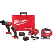 Milwaukee Hammer Drill + Impact Driver Combo Kit 18V Li-Ion Brushless w/ Jigsaw
