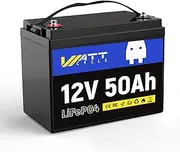 LiFePO4 Battery, 12V 50Ah, Rechargeable Lithium Iron Phosphate