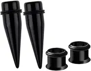 [Bngukju] Pairs 7/16" 11MM Black Tapers + 316L Steel Tunnels Ear Stretching Kit gauges Gauging