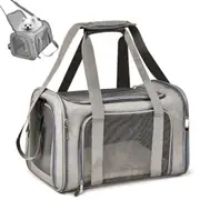 Foldable Pet Carrier Bag Cat Dog Soft Crate Cage Portable Travel Bag Car Kennel-Grey