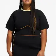 NWT Adidas x Ivy Park Women's Plus Size 2X Knit Crop Top Black/Mesa GS0377