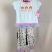 Just Jimmy Girl's 3 pc Pajamas Shirt Pants Shorts NOS New Monkey Bananas LARGE