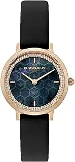 [Olivia Burton] Ultra Slim Honeycomb Black Leather Black Dial Women's Watch