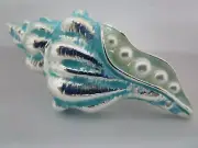 Napier Brooch Aqua Blue CouchShell Pearl Like Stones with Silvertone Accents