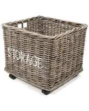 HAPPIMESS Yael Coastal Hand-Woven Storage Rattan Basket with Wheels & Handles