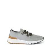 [Brunello Cucinelli] Brunello Cucinelli Logo-print Cotton-blend Sneakers 43 IT GREY/GREEN