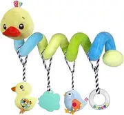 Baby Car seat Toys, Activity Spiral Plush pram Toy for Stroller and Crib with Squeaky (Duck)