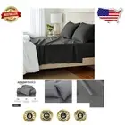 Machine Washable 4-Piece Dark Gray Bed Sheet Set - Soft Cotton Jersey for Queen