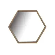 StyleWell Medium Hexagonal Natural Wood Modern Mirror with Deep-Set Frame (25 H