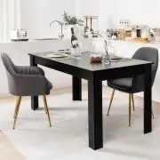 Costway160 CM Modern Dining Table with Sturdy L-shaped Legs-Black