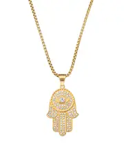 Eye Candy LA The Bold Collection Titanium CZ Jasper Necklace