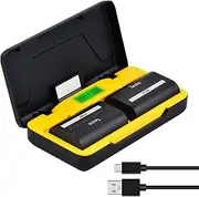 Tectra 2-Pack LP-E6 LP-E6P Battery and PD 20W Fast Dual Charger Case for Canon EOS R, R5, R5 II, R5C, R6, R6 II, R7, 90D, 60D, 70D, 80D, 5D Mark II III IV, 6D, 6D II, 7D, 7D II, XC10, XC15 Cameras