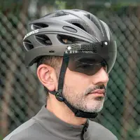 在飛比找ETMall東森購物網優惠-洛克兄弟騎行頭盔山地自行車頭盔安全帽帶風鏡一體成型男女裝備