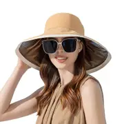 Nevenka Sun Hats UV Protection Wide Brim Foldable Beach Hats with Windproof Tether-Khaki