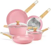 Pots and Pans Set Nonstick,7 Piece Cookware Set with Handle,Ceramic Nonstick ...