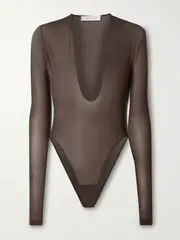 [Zimmermann] Zimmermann - Dawning Stretch-mesh Bodysuit - Chocolate - 3 3 Brown