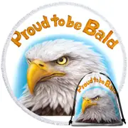 Funny Mens Design Proud to be Bald Eagle Round Beach Towel