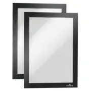 2pc Durable BLK Signage Display/Holder Duraframe A5 24cm Magnetic Self Adhesive