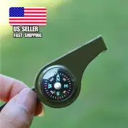 3-in-1 Survival Whistle: Compass, Thermometer, Emergency Tool - Camping