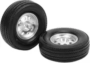 CNC Metal Wheel Rims Hubs and Rubber Tires Kit, High Performance Antislip RC Car Tires for Tamiya Tractor Truck 1/14