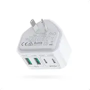 USB C Charger Block, 40W 4 Port PD + QC USB C Wall Charger Plug Power Adaptor Multiport Type C Fast Charging Block Cube Brick for Apple iPhone16 15 14 13 12 11 Pro Max XR XS, iPad Pro, Samsung