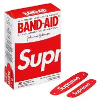 在飛比找Yahoo!奇摩拍賣優惠-SUPREME Band-Aid 貼紙 收藏 紅色 一盒20