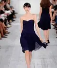 Ralph Lauren Collection Purple Label Silk Chiffon Strapless Dress Runway Navy 6