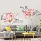 Lotus Wall Decal Flower Wall Sticker Decorative Retro PVC Removable Murals for