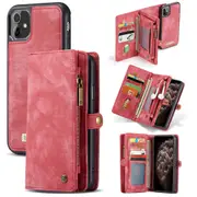 CaseMe 2-in-1 iPhone 11 Detachable Case PU Leather Wallet Cover Apple [Red]