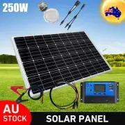 250W 12V Fixed Solar Panel Kit Mono Caravan Camping Charging PWM USB Regulator