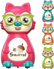 Toy Car for Toddler, 3.74x2.56x1.97in Press and Go Race Car, Preschool Cartoon Squirrel Learning Activity, 4X Racing Car Toy, Cute Animal Pressing Sliding Friction Vehicle for Boys and Girls