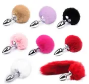 Fluffy Fox Bunny Tail Anal Plug Pet Play Bdsm Cosplay stainless steel Non-Vibrat