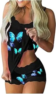 [Generic] Plus Size Strapless Bra 46ddd Pajamas Lingerie Sleepwear Cami Sleeveless Women Print Set Lace Shorts Womens Lingerie Bra