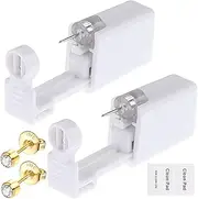[Lyuxzad] Ear Piercing Gun Kit 6Pcs Disposable Ear Piercing Kit Including 2Pcs Self Ear Piercing Gun with 2Pcs Built-in Earrings Stud and 2Pcs Clean Tools for Ear Cartilage Piercing Kit(Gold)