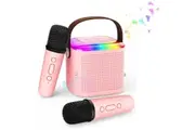 Mini Karaoke Machine for s Adults with Portable 5.3 Bluetooth Speaker, Karaoke Machine with 2 Wireless Microphones for Home Party, Outdoor, Birthday Gift for Girls Boys(Pink)